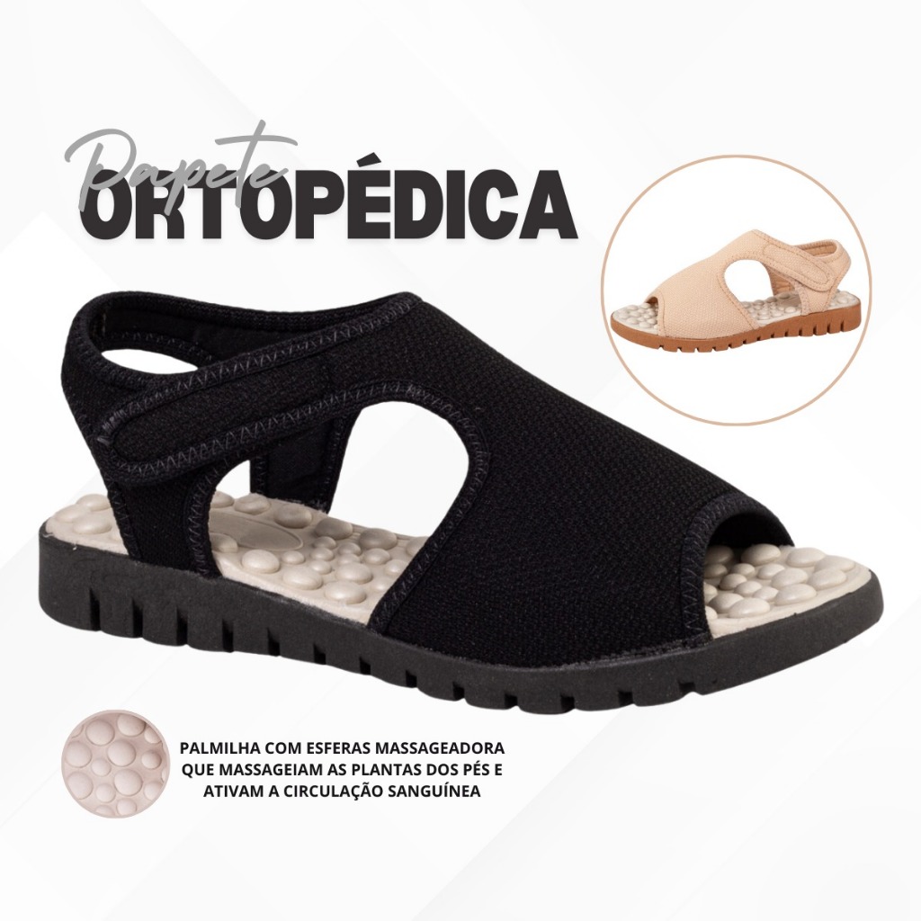 Sandália Ortopédica Feminina Rasteirinha Massageadora Macia Confortável