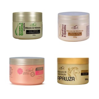 Kit Mix 4 Máscaras Capilares 300g Mandioca com Queratina + Quiabo com Queratina + Apaluza + Pantenol Belkit em Oferta na Shopee