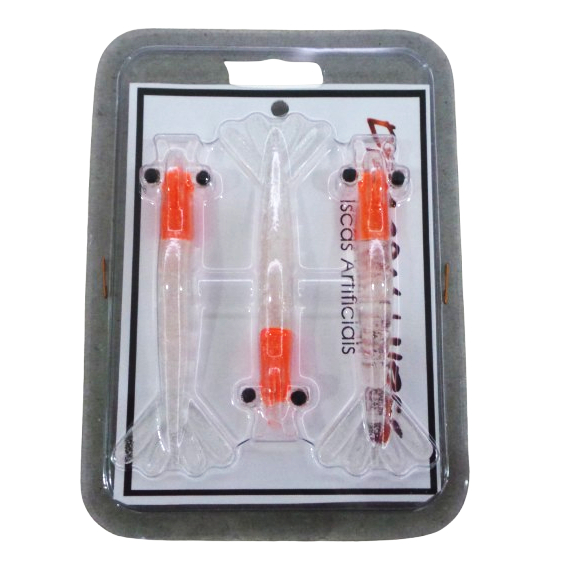 Camarão Artificial Astro 10 cm Ovado Blister c/ 3 unidades - Robalo Corvina Pescada Tucunaré em Oferta na Shopee