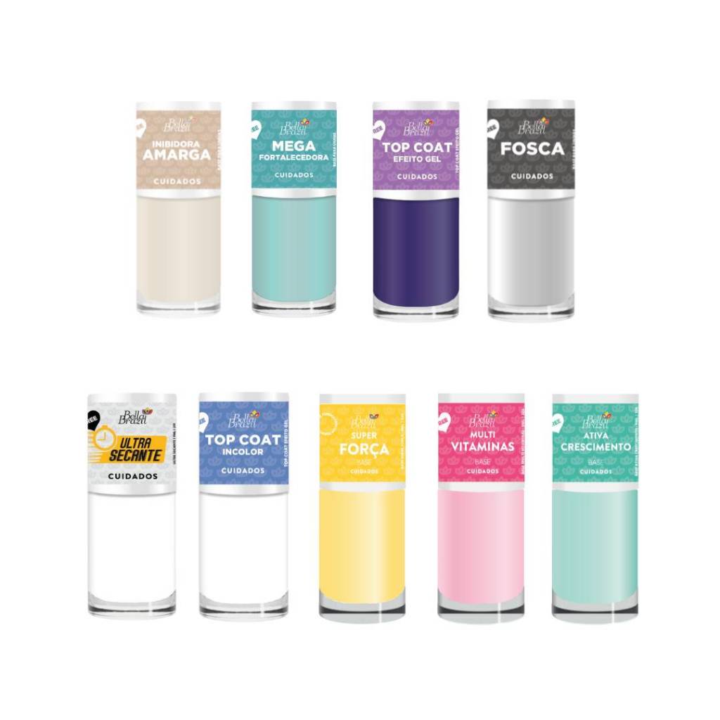 Base Unhas Bella Brazil Cuidados Base, Top Coat, Base Bomba  Base SOS em Oferta na Shopee