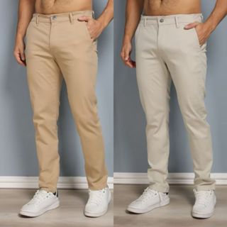 KIT 2 calças sarja bolso embutido masculino colorido slim fit com lastano em Oferta na Shopee