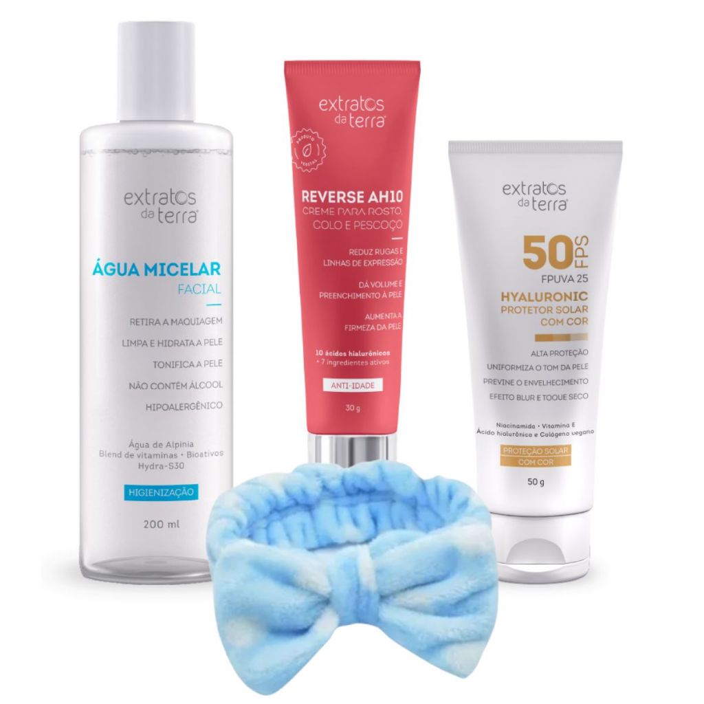 Kit Limpeza Facial Antiidade Hidratante Protetor Extratos da Terra