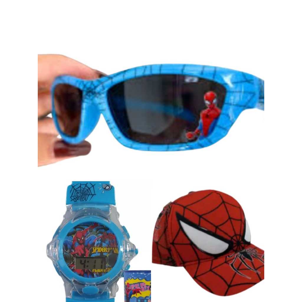 kit infantil masculino do Homem Aranha , bone  oculos e relogio musical e digital com led, lancamento pro seu filho