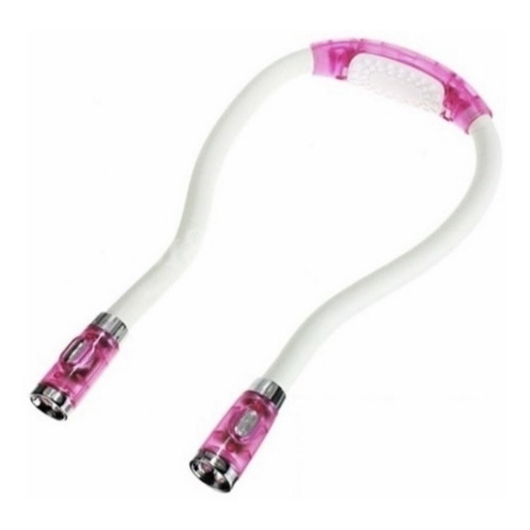 Lanterna Led Flexível Abraça Pescoço Luz Mãos Livres para Leitura Serviços - Rosa e Branco