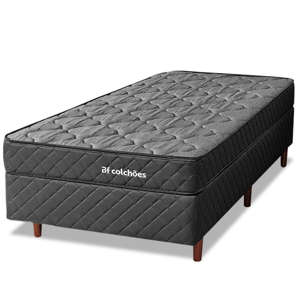 Cama Box com Colchão Solteiro Ortopédico Espuma D45 Extra Firme 78x188X51cm BF Colchões - Home & Living
