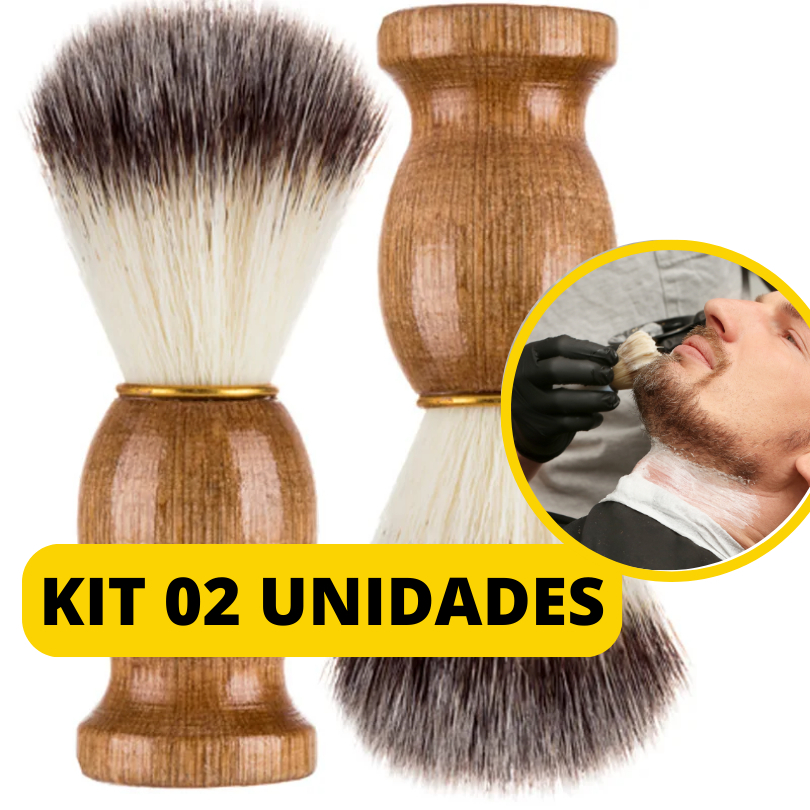 Kit 2 Pinçel De Barba Profissional Com Cerdas Macias Para Rosto