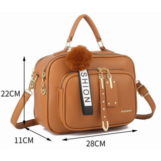 Bolsa Feminina Com Chaveiro Pompom Tira Colo Faixa de Mão De Couro Tranversal DEC6012#