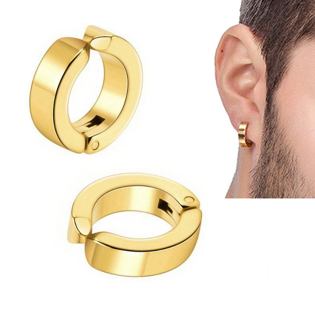 Par De Brincos Masculino/Feminino Pressão Argola Aço Inox Dourado 4mm em Oferta na Shopee