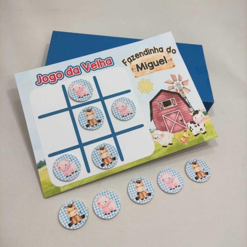 Jogo da Velha - Lembrancinha de Aniversário de Fazendinha  - Papelaria Personalizada Fazendinha