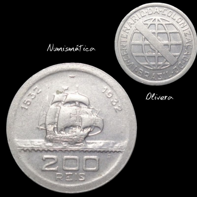 L.: 1466 - Moeda antiga 200 réis 1932 - Vicentina - Brasil