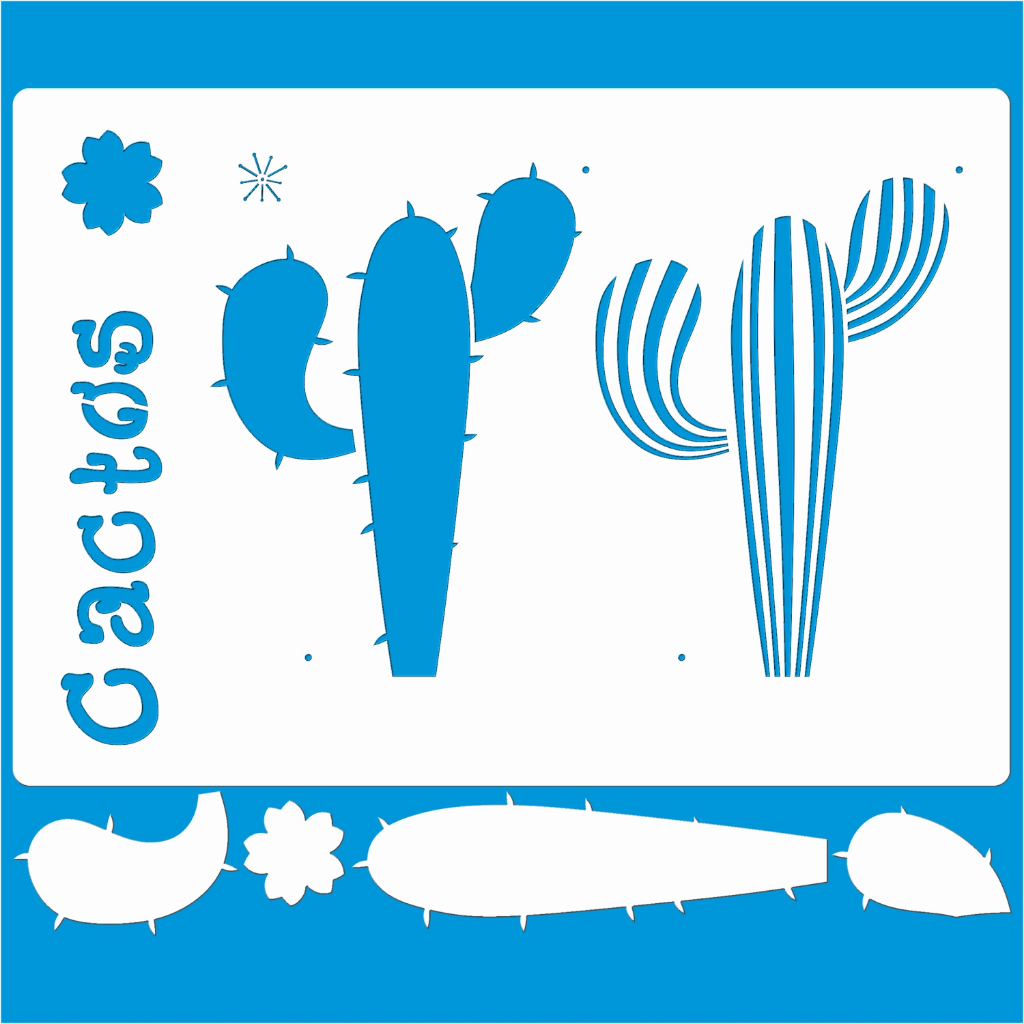 Stencil 21 X 29 Cactos Palavra Molde Vazado Pintura Tecido Mdf Madeira Parede Camiseta Pano Prato
