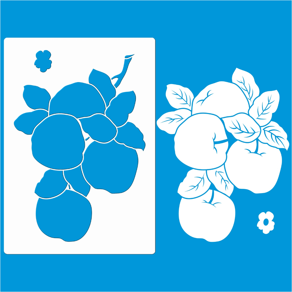 Stencil 21 X 29 Maçãs Molde Vazado Para Pintura Em Tecido Mdf Madeira Parede Camiseta Pano Prato em Oferta na Shopee