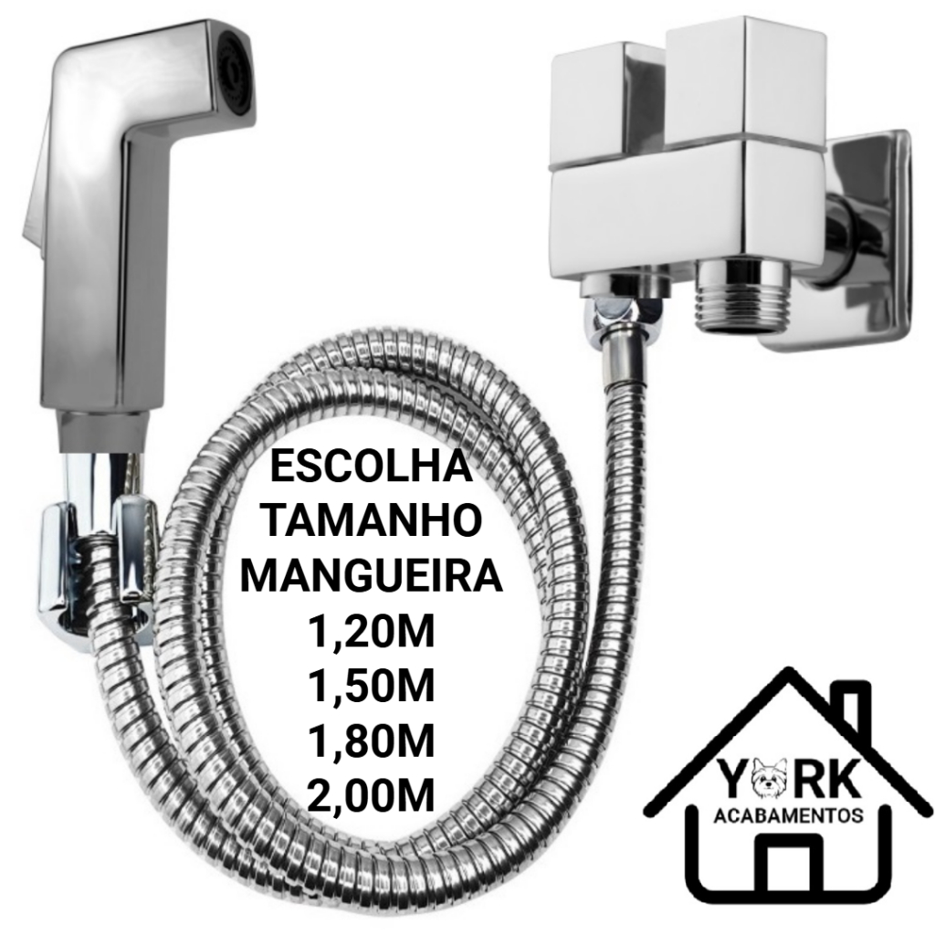 Ducha Higienica Mangueira Flexível Aço Inox Gatilho Quadrado Cromado Registro Dupla Saida de Água em Oferta na Shopee