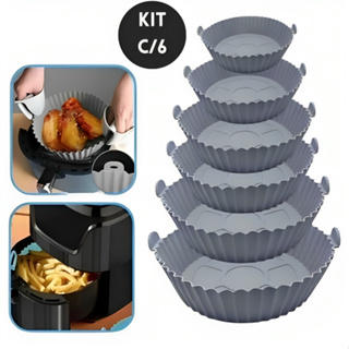 Kit 6 Cesto Em Silicone Antiaderente Air Fryer Reutilizável Protetor Microondas Panela Forno Cesta em Oferta na Shopee