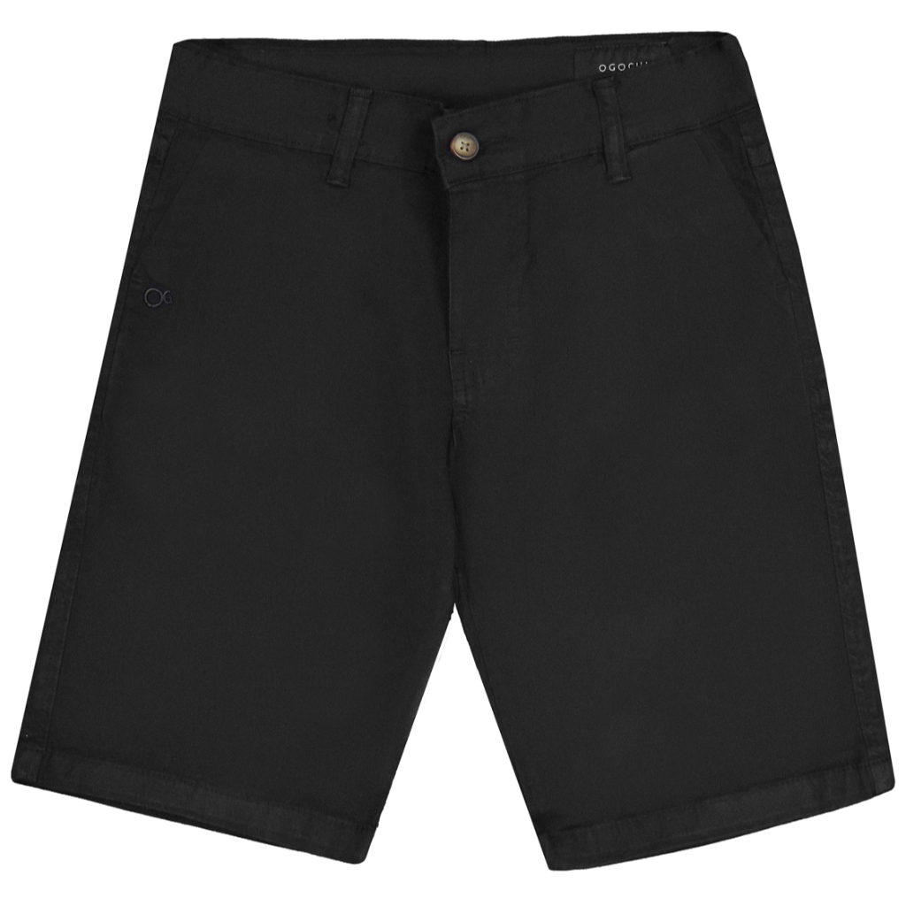 BERMUDA MASCULINA SPORT FINO DE SARJA  COR PRETA TECIDO 98% ALGODÃO 2% ELASTANO MODELO SLIM ADULTO MARCA OGOCHI