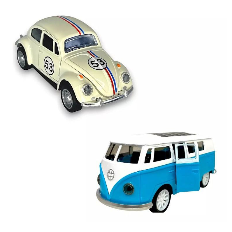 Miniatura Fusca + Kombi Metal Coleção Escala 1/34