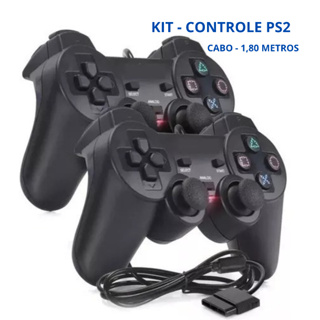 Kit 2 Controle Ps2 Analógico  com cabo de 1,80 metros em Oferta na Shopee