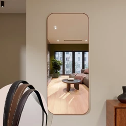 Espelho Retangular ME14 Moldura Couro 150x60cm 170cmx70cm Corpo Inteiro Quarto Sala Banheiro