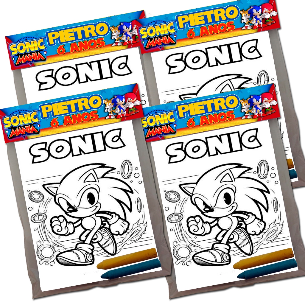 Kit's para colorir Personalizado Festa Infantil Sonic Lembrancinhas em Oferta na Shopee