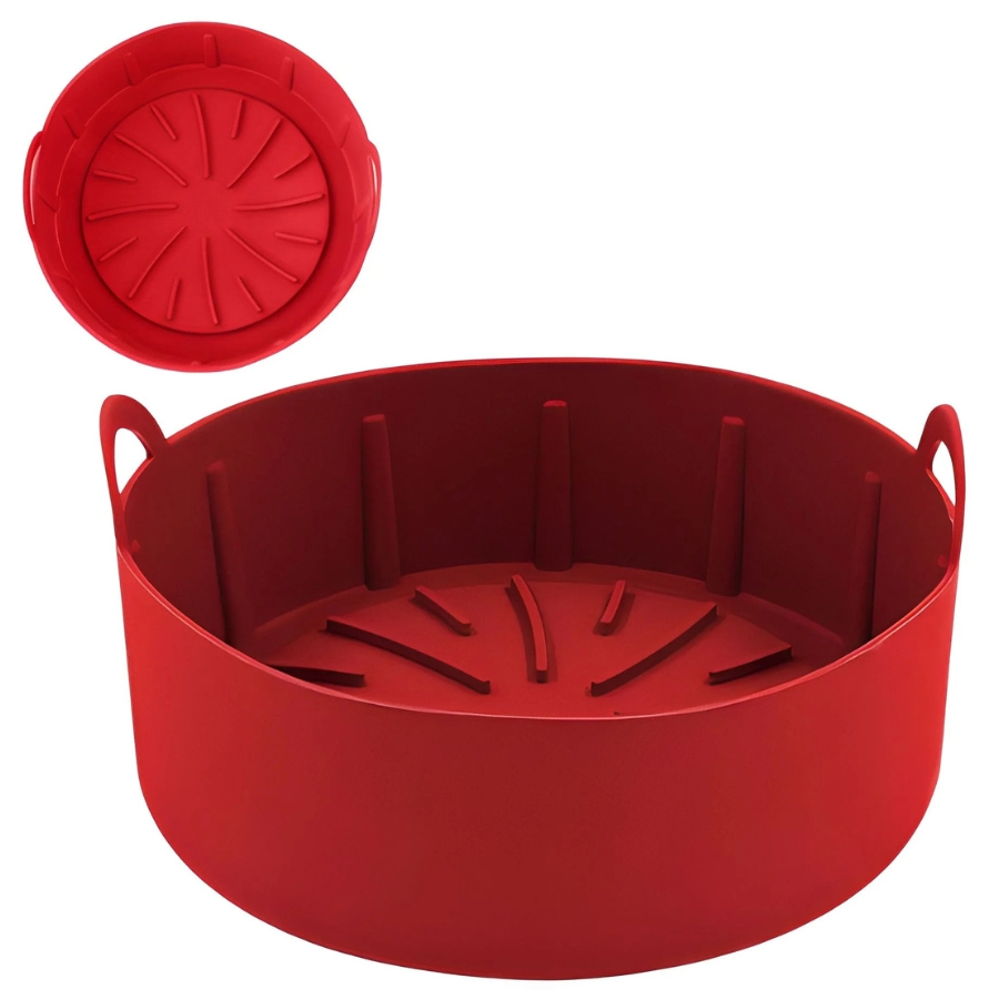 Cesto de Forma Silicone AIR FRYER Redonda - 22cm ou 16cm - Reutilizável Resistente ao Calor Livre de BPA - Panami