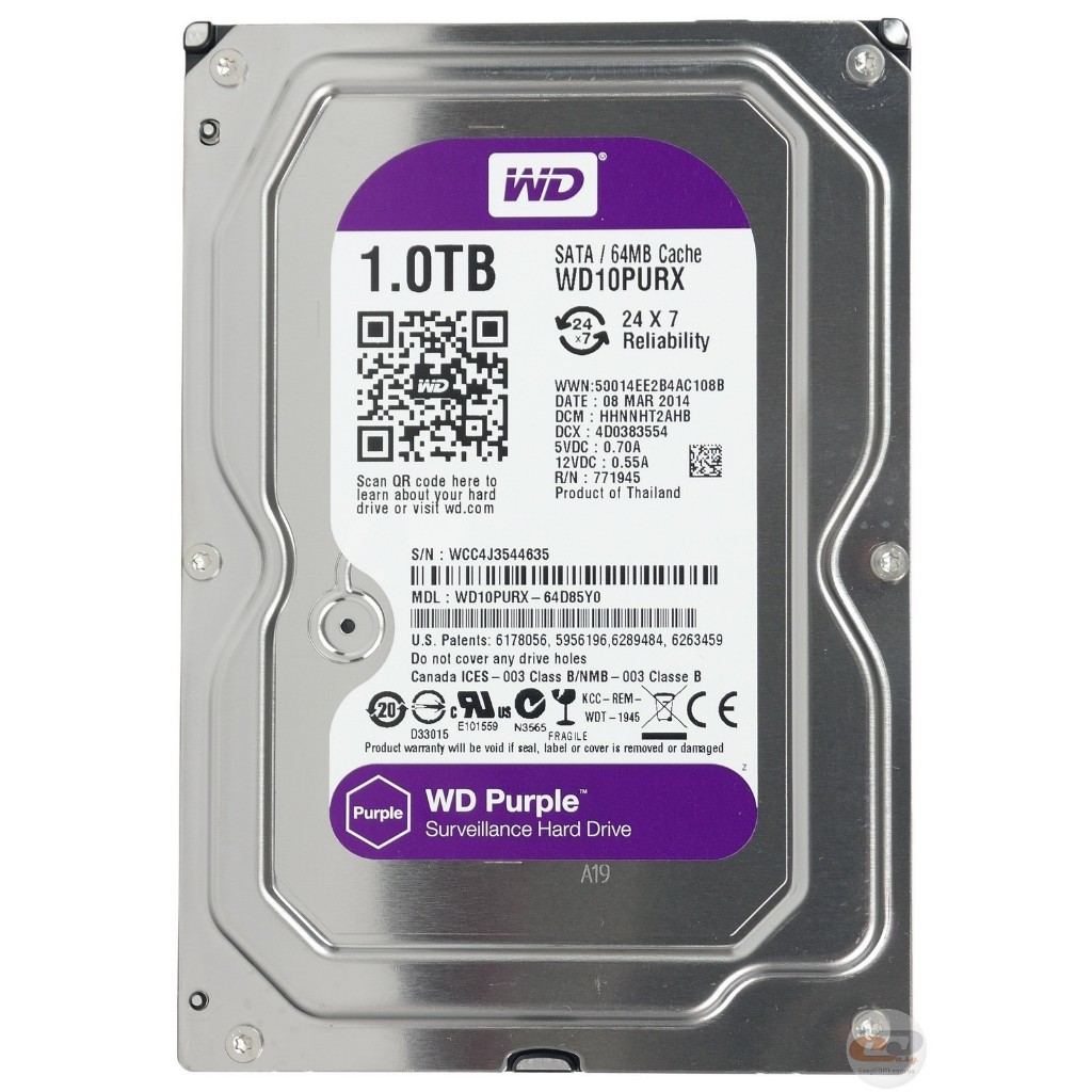 Hd Western Digital 1tb Wd Purple Surveillance Sata 64mb Cache Wd10purz