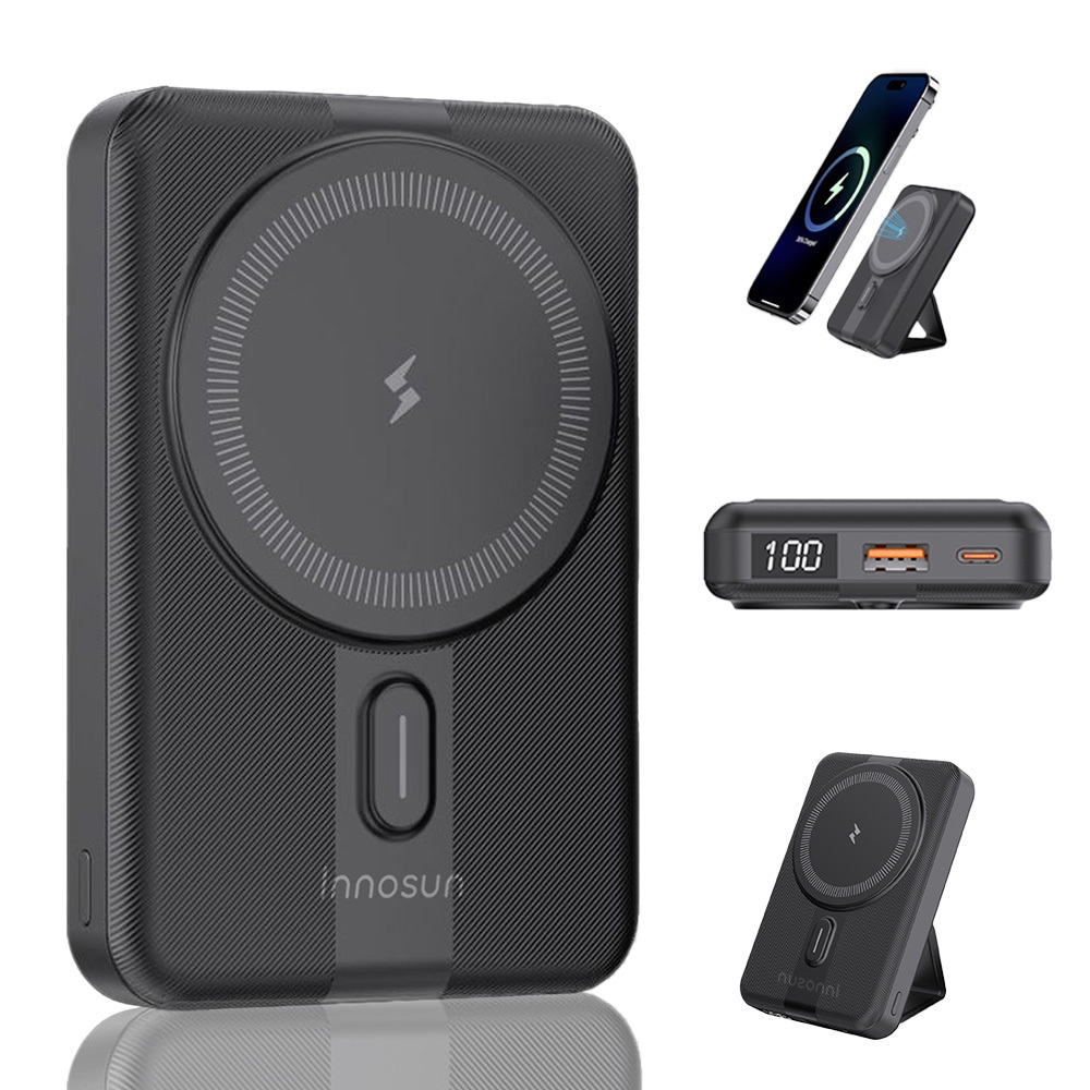 Power Bank Magnético 10000mAh MagSafe 15W com Suporte Carregador Portátil Sem Fio USB-C Carga Rápida iPhone Android