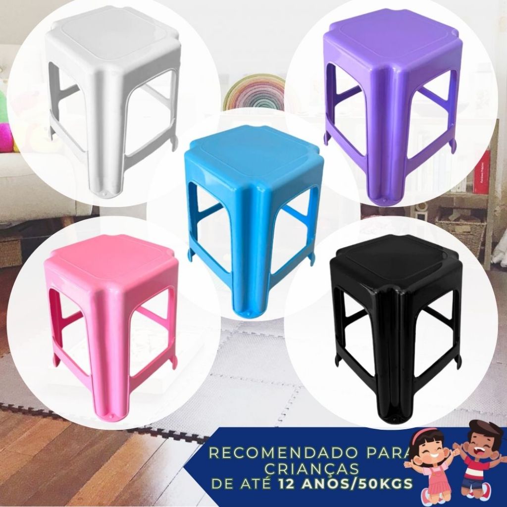 Bancos de Plástico Criança Banquinho de plastico Infantil 34cm Kit de 1 ate 4 Peças