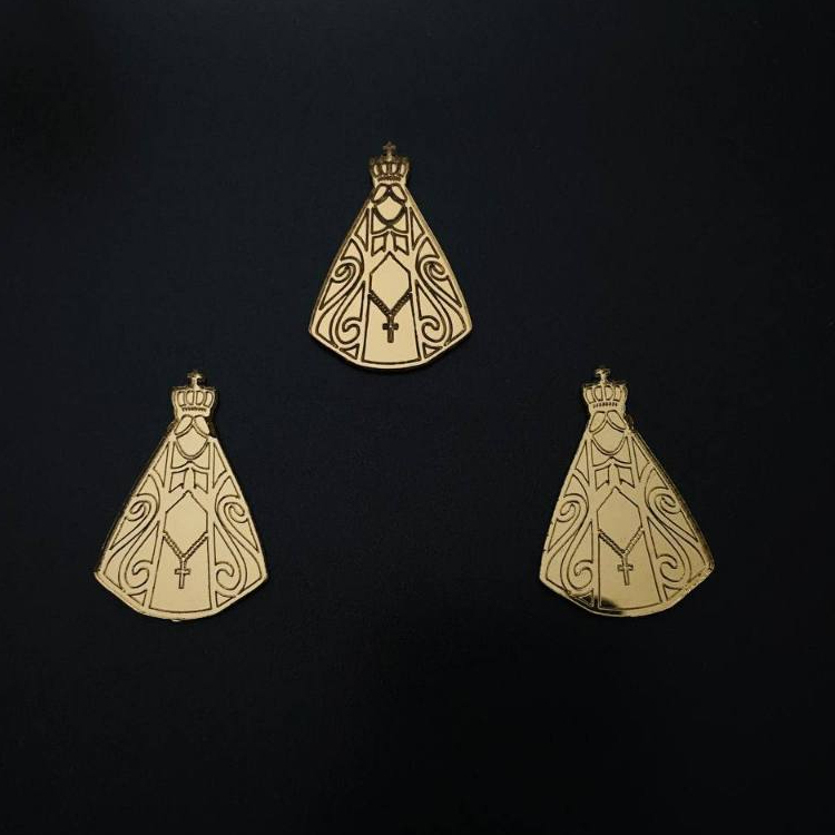 Aplique Santa Nossa Senhora 4cm Acrílico Espelhado - Kit com 10 unidades
