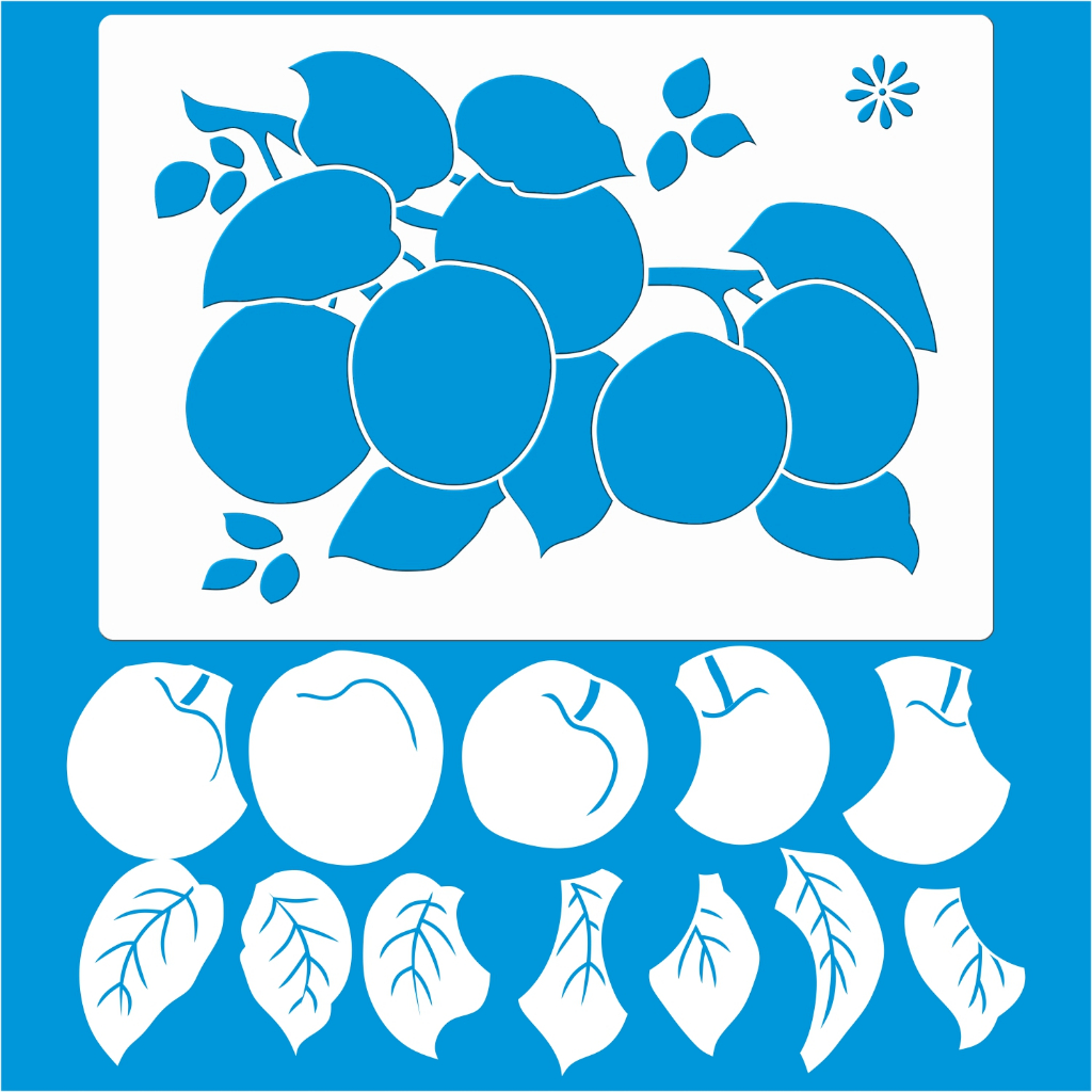 Stencil 21 X 29 Ameixa Molde Vazado Pintura Tecido Mdf Madeira Parede Piso Papel Camiseta Pano Prato
