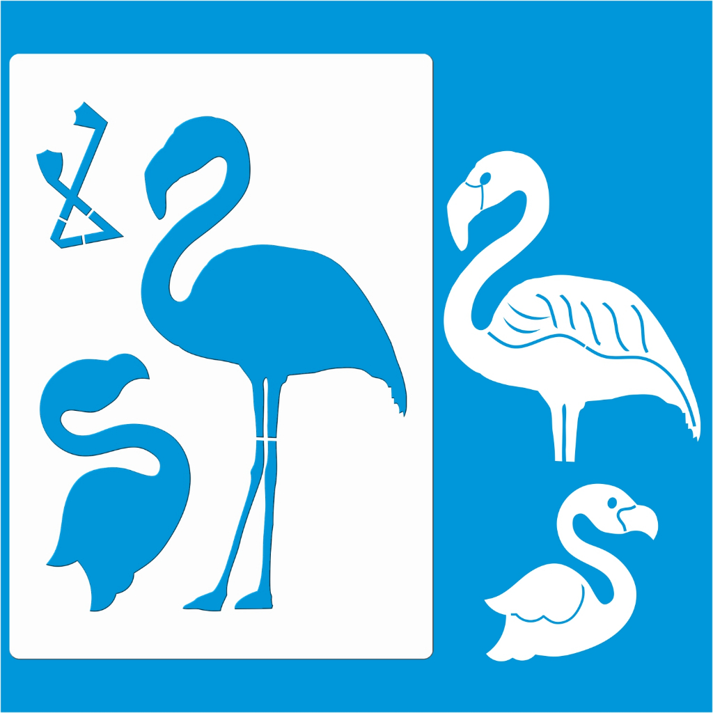 Stencil 21 X 29 Flamingo E Flamingo Bebê Molde Pintura Tecido Mdf Madeira Parede Camiseta Pano Prato