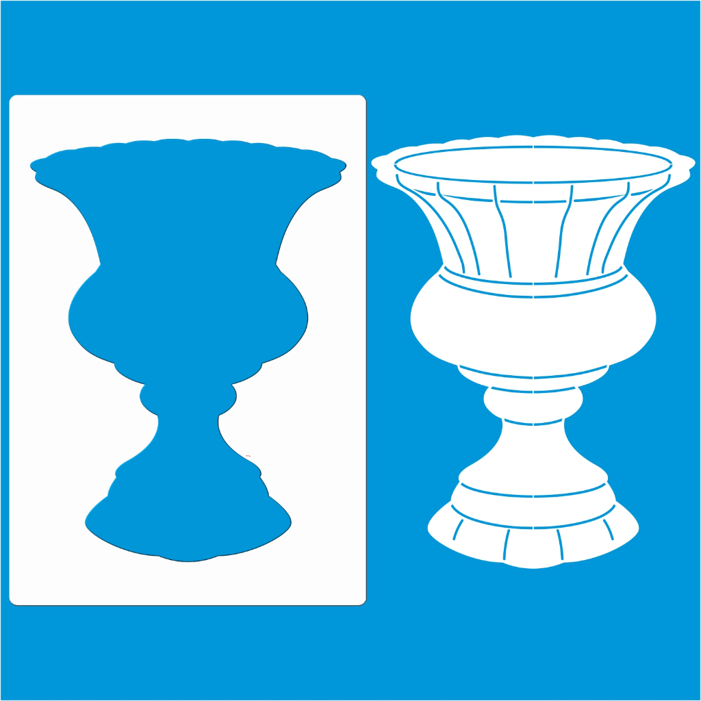 Stencil 21 X 29 Vaso Fonte Molde Vazado Para Pintura Tecido Mdf Madeira Parede Camiseta Pano Prato