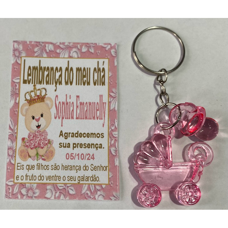 40 Lembrancinha chá de rifa/chá de fraldas/maternidade/aniversario/chaveiro com tag e saquinho