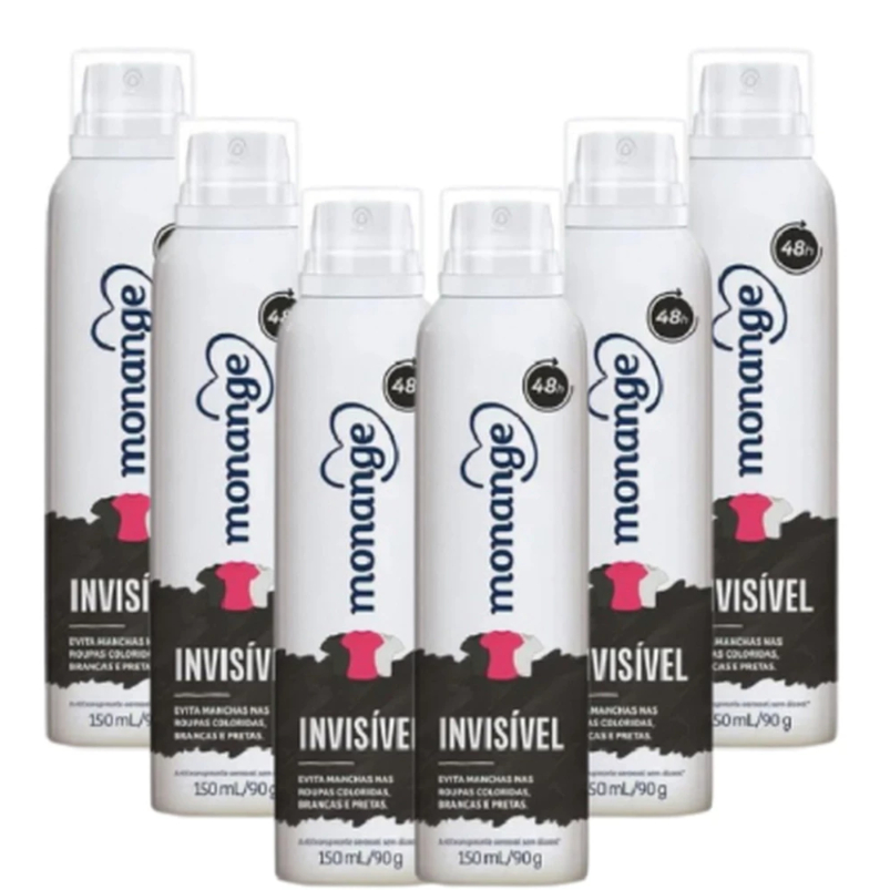 Kit 6x Desodorante Monange Aerosol 150ml Invisível