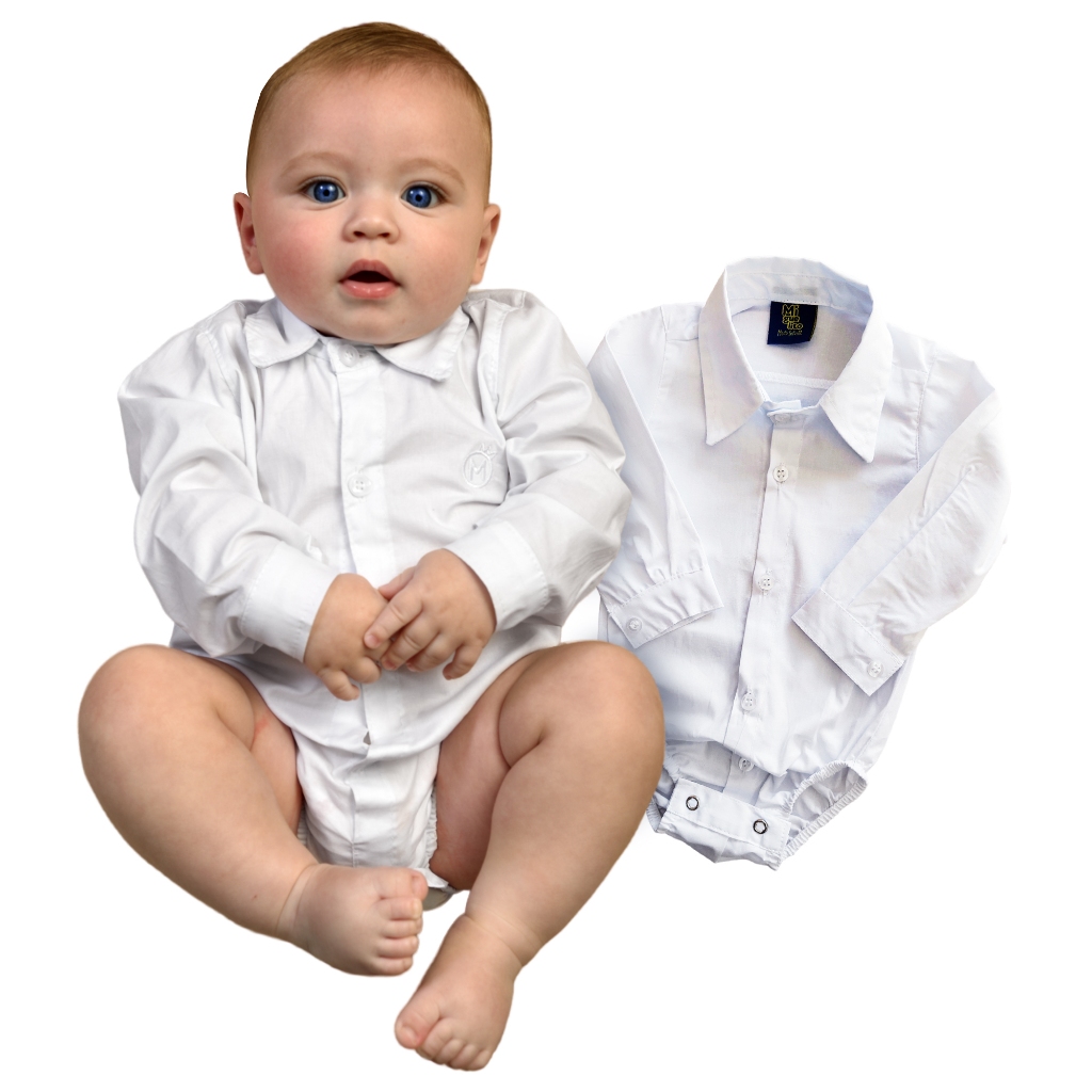 Body Bebê Branco Manga Longa Para Bebês de 0 a 10 Meses Algodão Tecido Macio E Anti Alérgico