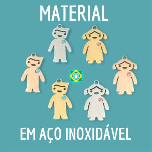 Pingente Filho & Filha/ Menino & Menina Com Personalizado/Nome em Aço Inoxidável e Zircônia — imagem 2 de 2
