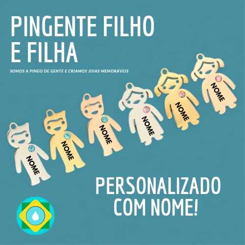Pingente Filho & Filha/ Menino & Menina Com Personalizado/Nome em Aço Inoxidável e Zircônia
