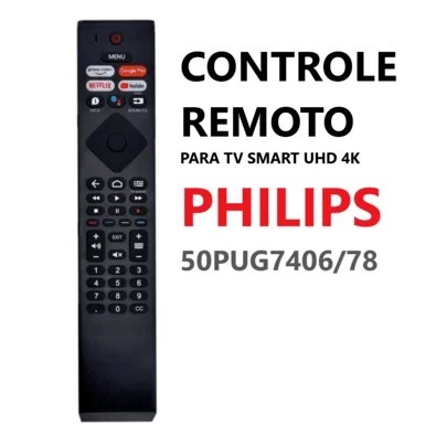 7353 Controle Remoto Para TV Philips SMART UHD 4K Led 55PUG7406/78