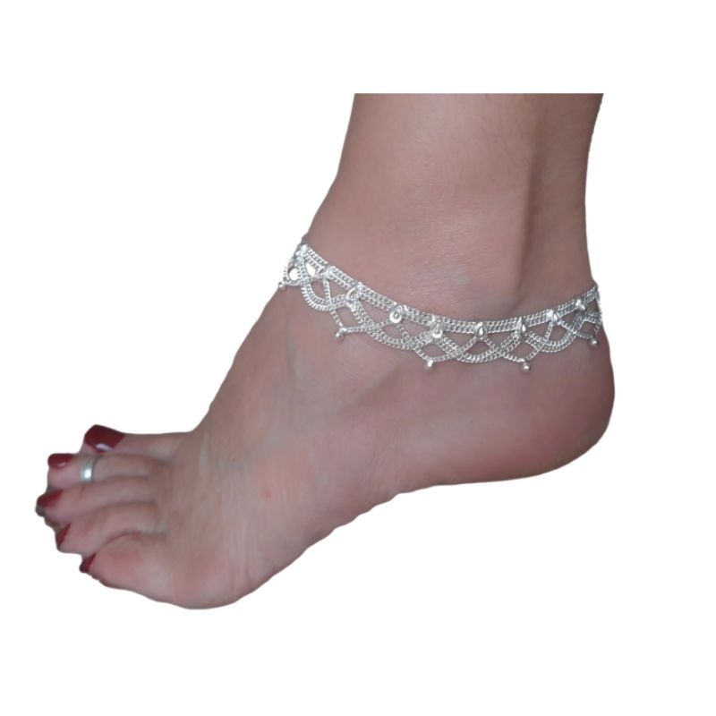 Tornozeleira indiana prata baixa boho regulável importadas em Oferta na Shopee