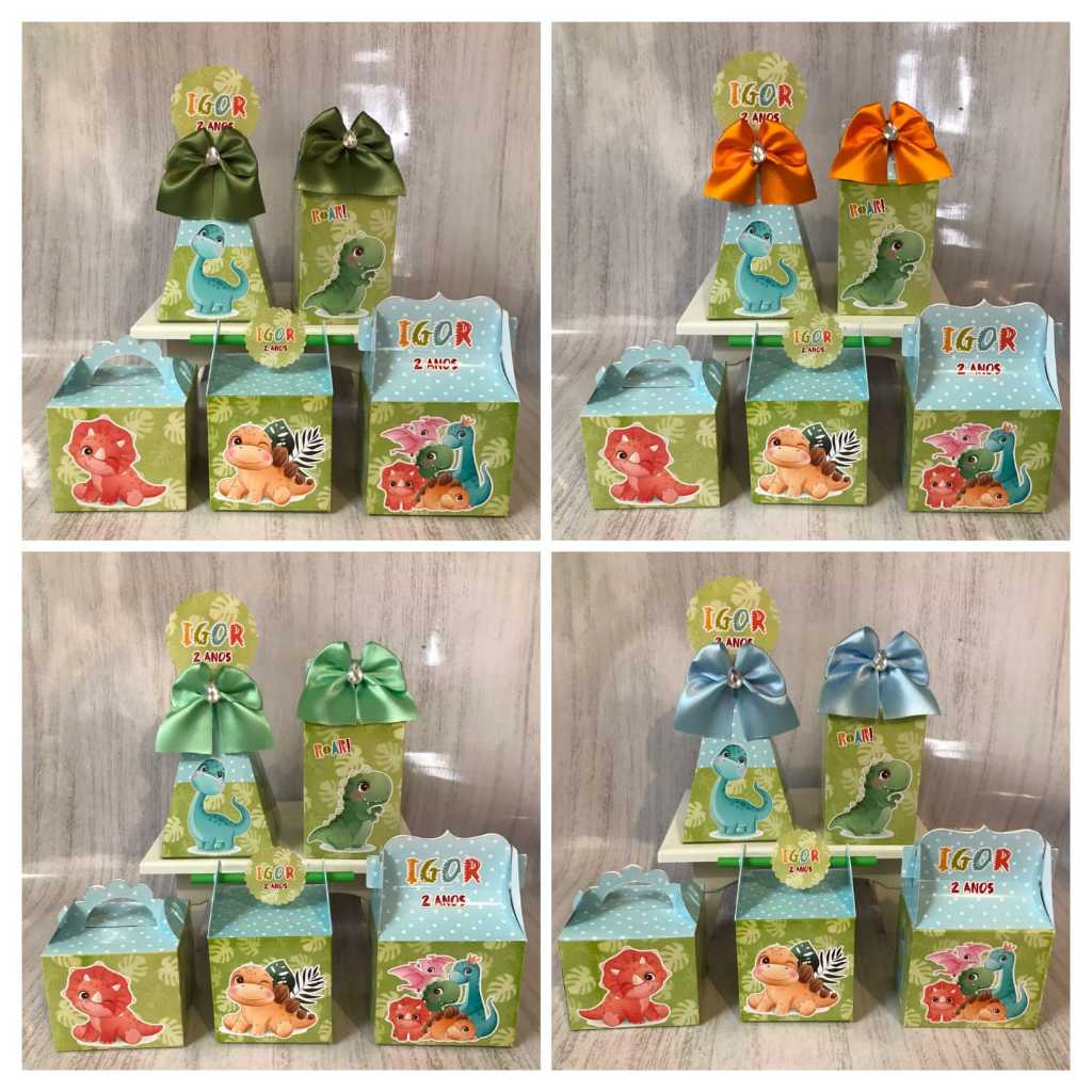 PEGUE E MONTE - Kit Festa Personalizados Dinossauro/ Dino Baby Lembrancinhas Caixinhas para festa infantil Aniversário