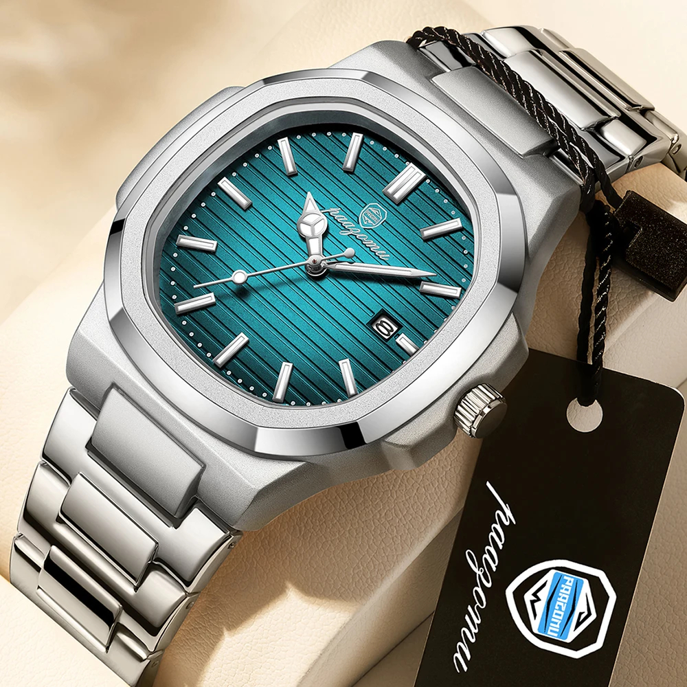 Relógio De Pulso Masculino Poedagar 613 Azul cristal Inox Analógico Quartzo Luxuoso Original com Estojo+ chave