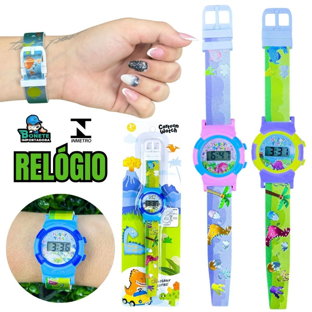 Relógio Digital para Crianças com Temas Coloridos