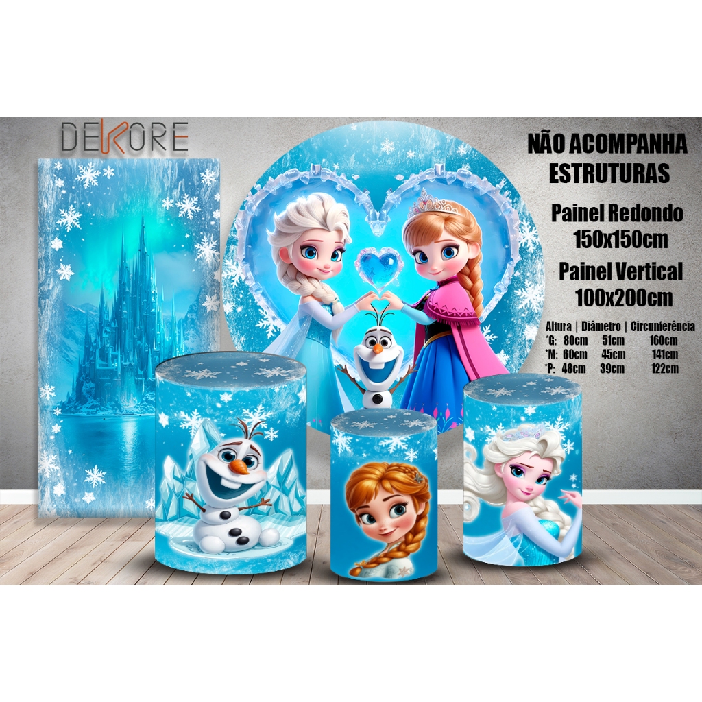Frozen Cute Kit Festa + Trio Cilindros Veste Fácil + Painel Vertical 1 Face Overloque em volta em Oferta na Shopee