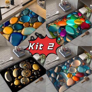 Kit 2 Tapetes De Secagem Rápida Em Microfibra Antiderrapante De Banheiro / Porta De Entrada Resistente à sujeira em Oferta na Shopee