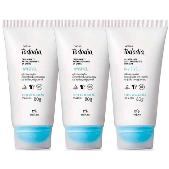 Combo Trio Desodorante Antitranspirante em Creme Leite de Algodão Natura Tododia em Oferta na Shopee