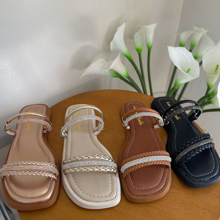 Sandália Papete Feminina Strass Sandália Strass Birken Com Brilho Super Confortável Papete Glamour REF 225