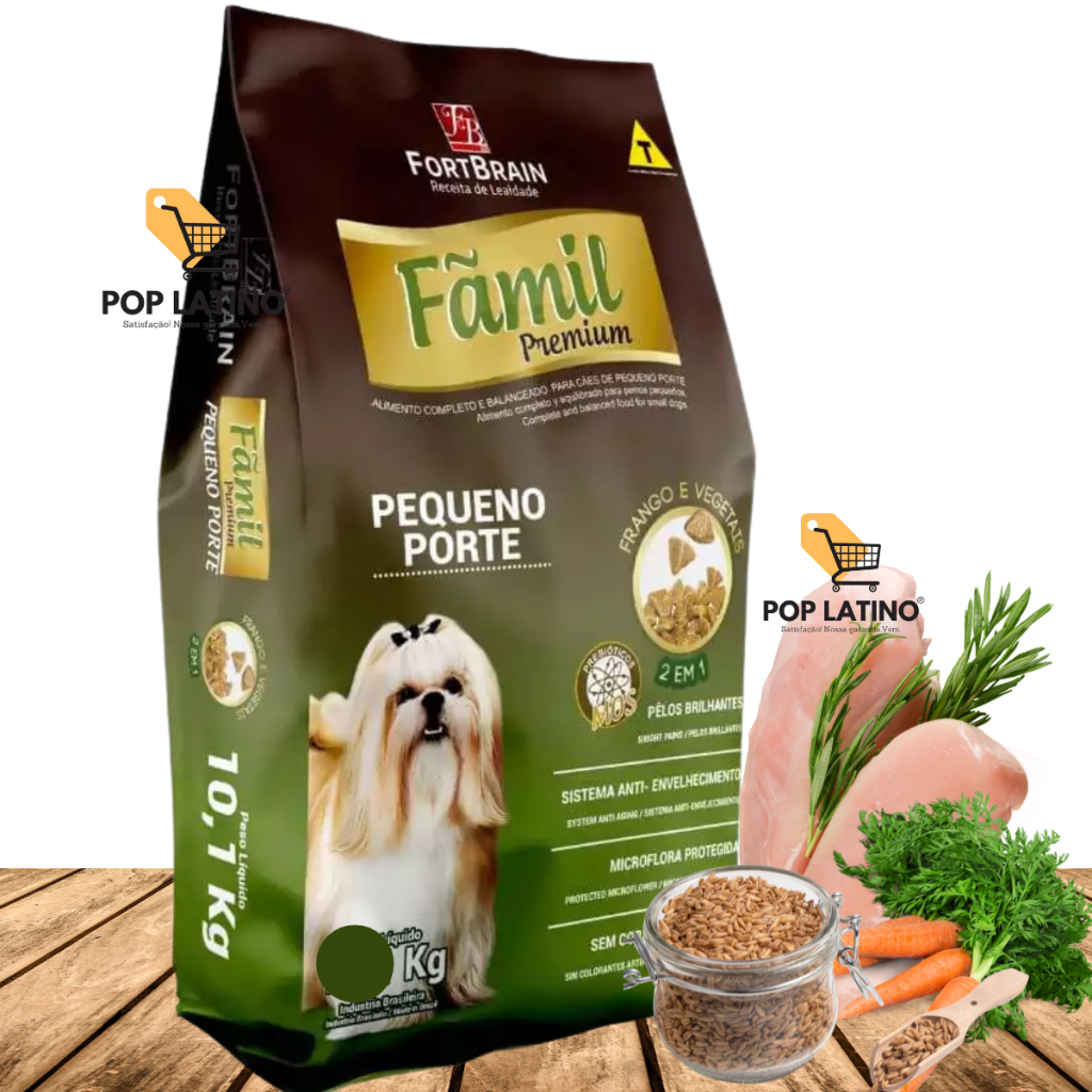 Ração Fãmil Premium Cães Adultos Pequeno Porte Frango e Vegetais Natural 1kg á granel - Pet, Cachorro, Cães, Pet shop