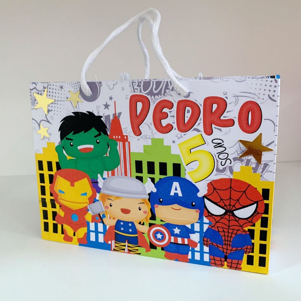 Sacolinhas Vingadores Baby sem aplicação de Foil / Personalizados/Lembrancinhas/Festa infantil/Aniversário/ Caixa sacola