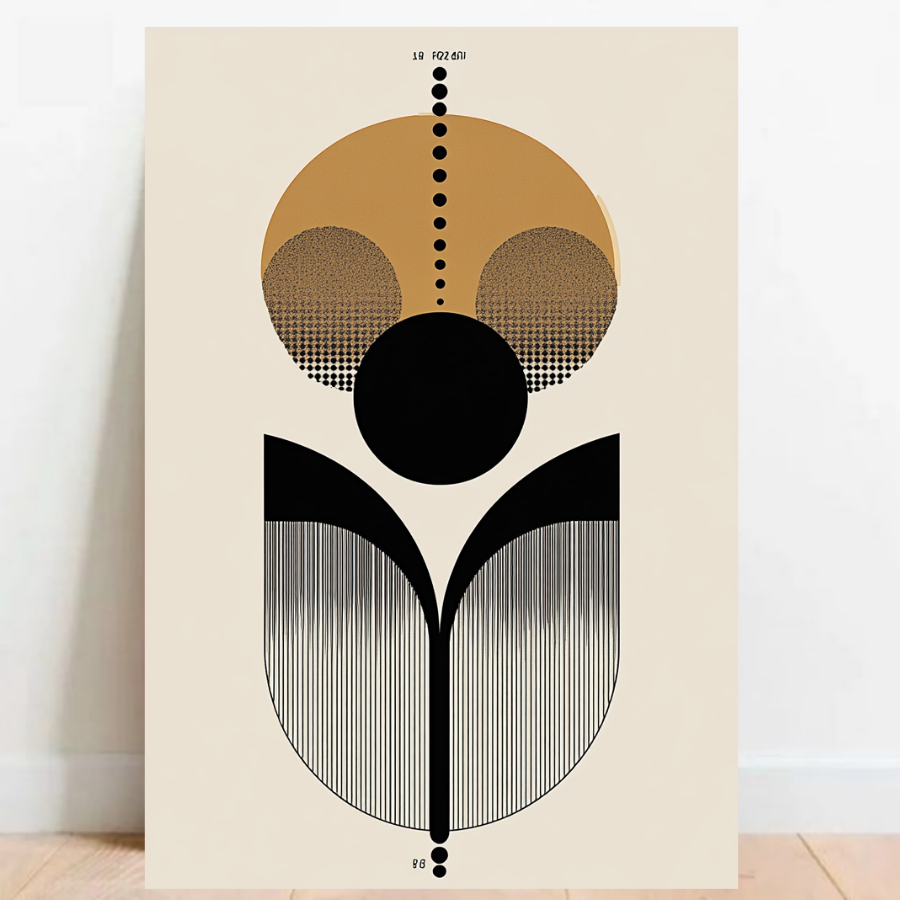 Quadros Decorativos Formas Minimalista Abstrato Bauhaus Caixa Alta Sala com ou sem moldura 01