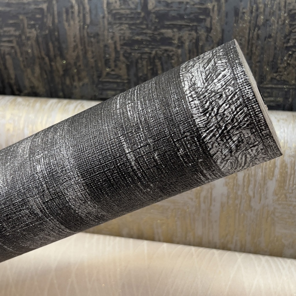 Papel de Parede Listrado Cinza e Preto - Rolo 10m x 53cm - Alto Relevo Importado - Cola Inclusa - Listras - Modelo 26315