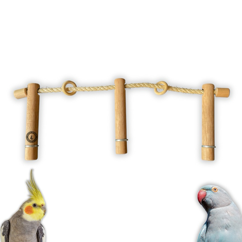 Poleiro triplo com corda de sisal